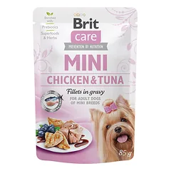 Brit Care Mini kons. šunims maiš. Chicken&amp;Tuna fillets in gravy 24vnt. x 85gr.