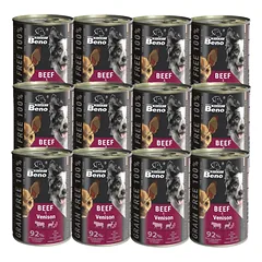 Super Beno PIES jautienos ir elnienos kąsneliai padaže be grūdų 12x415g