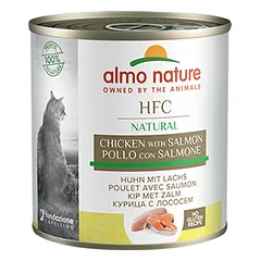 Almo Nature HFC Natural vištienos ir lašišos konservai suaugusiems katėms, 280 g
