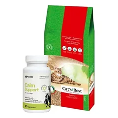 JRS Cat's Best Original kraikas 40l / 17,2kg + LAB-V Calm Support - streso ir elgesio sutrikimų simptomų palaikymas 45 kapsulės
