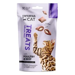 PRIMACAT Crunchy Poultry & Beef pašaro papildas kačių odai ir kailiui 40g.