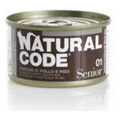 Natural Code Senior 01 drėgnas maistas vyresnėms katėms su vištienos dribsniais, 85 g