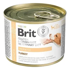 BRIT Veterinary Diet Grain Free Hepatic 12x200 g kalakutiena su žaliaisiais žirneliais šunims, sergantiems kepenų ligomis