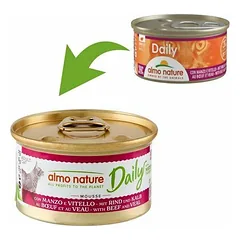 Almo Nature Daily Cat mousse su jautiena ir veršiena, drėgnas maistas katėms 85 g