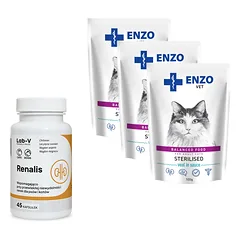 ENZO VET Sterilizuota su veršiena padaže 3x100g + LAB-V Renalis 45 kapsulėsj
