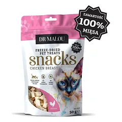 DR MALOU Mėsos kubeliai 100% liofilizuotos vištienos krūtinėlės 50g skanėstai katėms