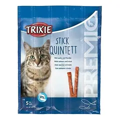 Trixie Premio Quadro Sticks Anti Hairball su lašiša ir upėtakiu, skanėstai katėms 25 g — 2 nuotrauka