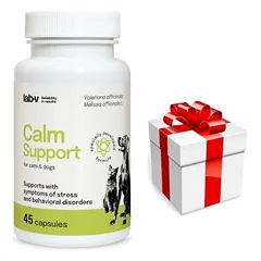 LAB-V Calm Support - streso ir elgesio sutrikimų simptomų palaikymas 45 kapsulės + Staigmena katei