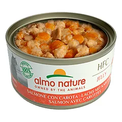 Almo Nature HFC JELLY Lašišas su morkomis želė konservai suaugusiems katėms, 70 g — 2 nuotrauka