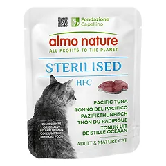 Almo Nature HFC Sterilised Cats su Ramiojo vandenyno tunu, drėgnas maistas katėms 50 g parduotuvėje sunu.lt
