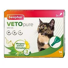 Lašai nuo blusų, erkių katėms - Beaphar Spot on Veto pure, 3 vnt.