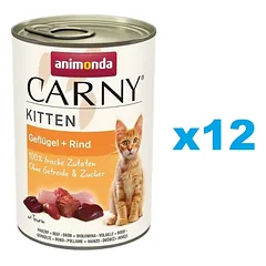 ANIMONDA Carny Kitten Poultry&Beef 12x400 g paukštiena ir jautiena kačiukams