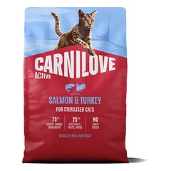 Carnilove Active Cat Salmon & Turkey Sterilised sausas maistas sterilizuotoms katėms, 2 kg