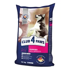 CLUB 4 PAWS Premium Visavertis sausas maistas visų veislių šuniukams su dideliu vištienos kiekiu 14kg.