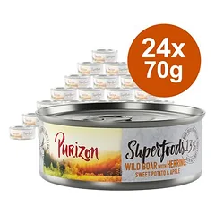 Purizon Superfoods drėgnas maistas katėms 24 x 70 g
