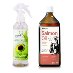 BOTANIQA TANGLE FREE avokadų purškiklis 250ml + Lab-V 100% lašišų aliejus įvairaus amžiaus šunims ir katėms 500ml šalto spaudimo