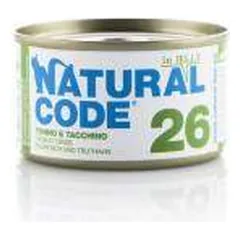 Natural Code 26 drėgnas maistas suaugusioms katėms su tunu ir kalakutiena, 85 g