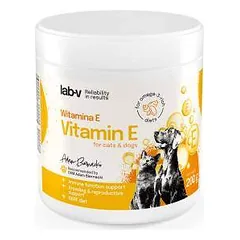 Lab-V Vitaminas E - natūralus antioksidantas šunims ir katėms, imunitetui ir ląstelių apsaugai, 200 g