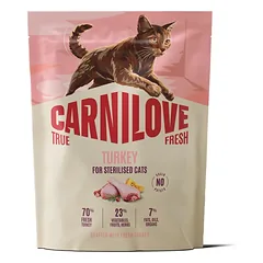 CARNILOVE True Fresh Cat Turkey Sterilised 400 g kalakut, skirtas sterilizuotiems katėms