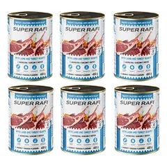 Super Rafi šlapias šunų maistas su ėriena ir kalakutų širdelėmis, 6x400 g