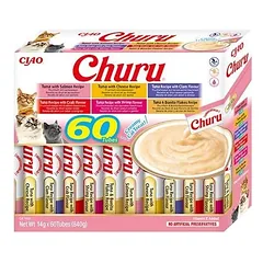 INABA Churu katėms - mišraus skonio su tunu 60x14g