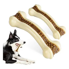 HausPets 2er Pack Unzerstörbare Kauknochen Rindgeschmack Hunde