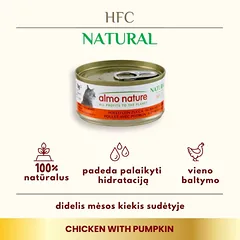 Almo Nature HFC Chicken with Pumpkin konservai katėms su vištena ir moliūgu, 24 x 70 g — 2 nuotrauka