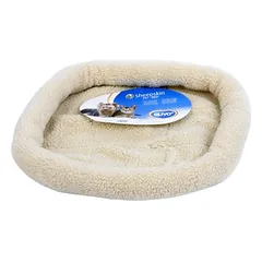 Duvo+ Bett oval Schafsfell braun für Katzen