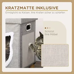 Kačių namelis PawHut 35,5x35,5x42,5cm., pilkos/šviesiai rudos spalvos — 5 nuotrauka