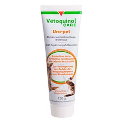VETOQUINOL Uro-Pet pašaro papildas struvitinių akmenų profilaktikai šunims ir katėms, 120g