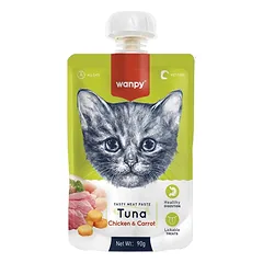 Wanpy pasta katėms su tunu, vištiena ir morkomis 8×90 g