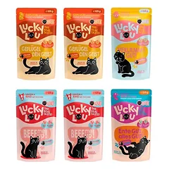 Lucky Lou Adult drėgnas maistas katėms, bandomasis rinkinys 6 x 125 g