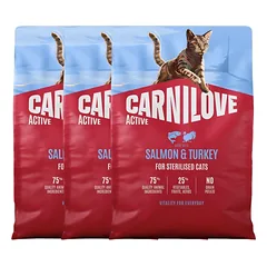 CARNILOVE Active Cat Salmon & Turkey Sterilised 3 x 2 kg – sausas pašaras su lašiša ir kalakutiena sterilizuotoms katėms