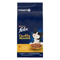 Felix Doubly Delicious Maistas suaugusiems katėms su skaniu vištienos ir kalakutienos mišiniu 2 kg