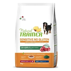 Natural Trainer Sensitive No Gluten maistas su ėriena vidutinių, didelių veislių šunims, 3 kg