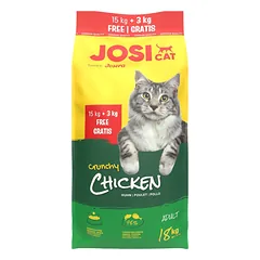 JOSERA JosiCat Crunchy Chicken 15kg+3kg su paukštiena, skirtas suaugusiems katėms