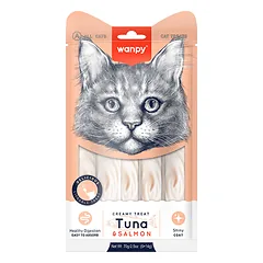 Wanpy skanėstas katėms, Creamy treats, su tunu ir lašiša, 70 g (5x14g)