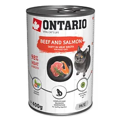 Ontario super premium konservai katėms su jautiena, lašiša ir saulėgrąžų aliejumi, 400 g — 2 nuotrauka