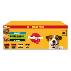 PEDIGREE® Adult drėgnas ėdalas suaugusiems šunims, įvairių skonių padaže, 80 x 100 g