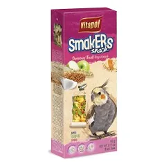 Skanėstas papūgoms Nimfoms su vaisiais VITAPOL Smakers 2 vnt. 90g parduotuvėje akvanamai.lt