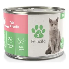 Fellicita su kalakutiena ir upėtakiu, drėgnas maistas katėms, 400 - 499 g — 2 nuotrauka