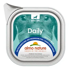 Almo Nature Daily Dog Baltos žuvys su ryžiais drėgnas maistas suaugusiems šunims, 100 g