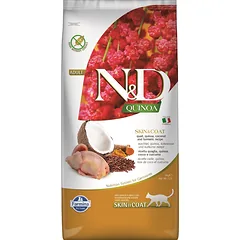 FARMINA N&D Quinoa Cat Skin&Coat quail 2x5 kg katėms skirtas maistas, skirtas odos problemoms gydyti