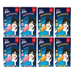 Felix Deli Moments Kreminiai kačių užkandžiai 8x(su lašiša, su vištiena)