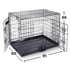 Metalinis narvas L (91x60x66cm) dviejų durų, su plastmasiniu padėklu