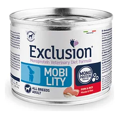 Exclusion Mobility dietinis konservuotas pašaras šunims su kiauliena ir ryžiais, 200g