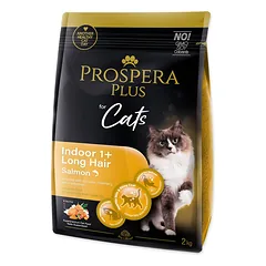 Prospera Plus Indoor 1+ Salmon Long Hair sausas pašaras suaugusioms ilgaplaukėms katėms, 2 kg