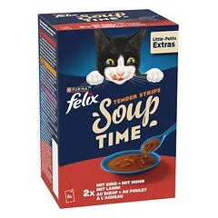 Felix Soup Time Tender Strips drėgnas maistas katėms 6 x 48 g
