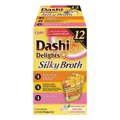 Ciao Dashi Delights šilkinis vištienos sultinys su sūriu ir lašiša, 12 vnt.