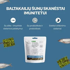Visų veislių suaugusių baltakailių šunų begrūdis pašaro papildas - skanėstai su silke, 150 g — 2 nuotrauka
